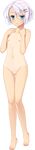  :o ami_maria barefoot blue_eyes breasts censored expressionless eyebrows_visible_through_hair flower full_body hair_flower hair_ornament hairclip highres lavender_hair long_image looking_at_viewer mosaic_censoring navel nipples nude one-piece_tan pussy saeki_hokuto short_hair small_breasts solo suisei_ginka tall_image tan tanline transparent_background 