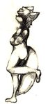  2011 ambiguous_gender anthro black_and_white butt canine crossed_arms hair mammal monochrome nude nystre on_one_leg pencil_(artwork) side_view simple_background sketch solo standing traditional_media_(artwork) white_background 