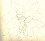  2011 ambiguous_gender anthro hair line_art mammal markings monochrome multi_tail navel nystre nystre_(character) open_mouth pencil_(artwork) plantigrade sketch traditional_media_(artwork) young 