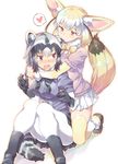  animal_ears biting blush bow bowtie breasts brown_footwear commentary_request common_raccoon_(kemono_friends) ear_biting feet_out_of_frame fennec_(kemono_friends) fox_ears fox_tail fur_collar gloves gradient_hair half-closed_eyes heart highres hug hug_from_behind kemono_friends kneeling medium_breasts multicolored_hair multiple_girls open_mouth pantyhose raccoon_ears raccoon_tail shoes short_hair short_sleeves sitting skirt small_breasts spoken_heart sweatdrop tail takano_itsuki tears thighhighs thought_bubble two-tone_hair wavy_mouth white_legwear yuri 