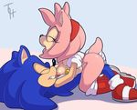  2017 amy_rose anthro black_nose boots breasts butt butt_grab clothing duo eyes_closed female footwear gloves hair hand_on_butt headband hedgehog hug lying male male/female mammal mostly_nude nipples nude on_back open_mouth pink_hair sex short_hair signature sonic_(series) sonic_the_hedgehog teeth the_other_half tongue video_games 