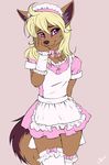  armwear canine clothing girly hair long_hair maid_uniform male mammal purple_eyes simple_background smile unicornblue uniform wolf zera_(zerarick) 
