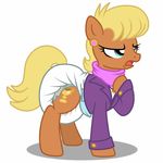  blonde_hair blue_eyes clothing cutie_mark diaper equine female fillyscoots42 friendship_is_magic hair mammal ms_harshwhinny_(mlp) my_little_pony piercing simple_background solo 