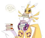  blush book breasts data_(wouhlven) dialogue digimon english_text eyewear fan_character female glasses nude renamon simple_background text tongue tongue_out white_background wouhlven 