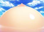  areolae artist_request blue_sky breasts character_request cloud cloudy_sky day game_cg nipples outdoors puffy_nipples shiny shiny_skin sky solo zettai_saikyou_oppai_sensou!! 