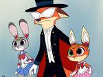  2017 anthro canine clothed clothing cosplay costume disney duo female fox fur heterochromia hybrid judy_hopps lagomorph male mammal nick_wilde parent rabbit skeletonguys-and-ragdolls violet_(zootopia) young zootopia 