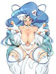  animal_humanoid big_breasts blue_hair breasts cat_humanoid darkstalkers felicia_(darkstalkers) feline female hair humanoid looking_at_viewer mammal open_mouth saliva simple_background solo tongue tongue_out venusflowerart video_games white_background 