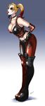  1girl batman_(series) breasts dc_comics devil-v harley_quinn large_breasts solo tongue twintails 