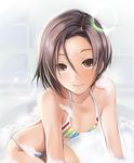  bikini black_hair bob_cut breasts brown_eyes bubble kobayakawa_rinko love_plus nannacy7 official_style short_hair small_breasts soap solo swimsuit 