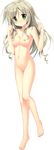  absurdres barefoot blush breasts cabbage_soft clenched_hands full_body green_eyes green_hair highres hoshikoi_tinkle kagami_sakura korie_riko long_hair looking_at_viewer medium_breasts navel nipples no_pussy nude official_art skinny solo transparent_background 
