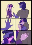  5_fingers anthro clothed clothing comic duo equine female friendship_is_magic hair horn hug kanashiipanda male mammal my_little_pony night_light_(mlp) purple_eyes purple_hair simple_background smile twilight_sparkle_(mlp) winged_unicorn wings 