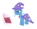  book cape clothed clothing digital_media_(artwork) english_text eyelashes female feral friendship_is_magic hat humor matrix541 my_little_pony simple_background solo text trixie_(mlp) white_background 