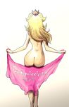  ass back blonde_hair crown dimples_of_venus facing_away jay_phenrix long_hair mario_(series) nude princess_peach revision simple_background solo super_mario_bros. towel 