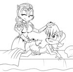  alicia_acorn anthro bed breasts chipmunk clothing diaper duo embarrassed female hand_on_butt lying mammal monochrome naturally_censored rinonno rodent sally_acorn sonic_(series) 
