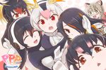  :3 animal_ears brown_eyes cat_ears cat_tail closed_eyes emperor_penguin_(kemono_friends) gentoo_penguin_(kemono_friends) glasses gloves headphones heart heart-shaped_pupils heart_in_mouth hug humboldt_penguin_(kemono_friends) kemono_friends kotori_photobomb looking_at_viewer mact margay_(kemono_friends) multicolored_hair multiple_girls penguins_performance_project_(kemono_friends) photobomb red_eyes rockhopper_penguin_(kemono_friends) royal_penguin_(kemono_friends) smile symbol-shaped_pupils tail white_gloves 