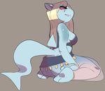  anthro breasts female fish hair kneeling looking_at_viewer marine polywomple shark smile solo teeth 