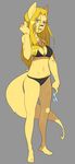  anthro bikini breasts canine clothing female fur hair mammal navel open_mouth polywomple solo standing swimsuit 