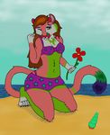  beach bikini breasts cat cleavage clothed clothing feline female heidecougar invalid_tag mammal midriff seaside swimsuit 