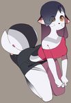  anthro blush canine clothed clothing female hair mammal polywomple simple_background sketch solo 