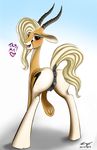  2017 antelope anus blush camelid disney equine female gazelle gazelle_(zootopia) horse looking_at_viewer looking_back mammal my_little_pony pony pussy pussy_juice solo teats xyi zootopia 