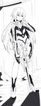  absurdres bodysuit breasts eyebrows_visible_through_hair greyscale gun heavy_object highres holding holding_gun holding_weapon julioalqae mariydi_whitewitch monochrome rifle sketch small_breasts solo weapon 