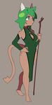  anthro breasts clothed clothing feline female fur hair mammal polywomple solo staff standing wide_hips 