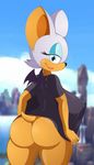 2017 absurd_res anthro areola bat big_breasts big_butt breasts butt ducktits erect_nipples female hi_res huge_breasts hyper hyper_breasts looking_at_viewer mammal nipple_bulge nipples rouge_the_bat smile solo sonic_(series) wings 