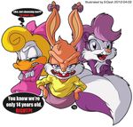  angry anthro avian babs_bunny bird buckteeth child clothing crossed_arms cub dialogue duck female fifi_la_fume group lagomorph mammal open_mouth rabbit ribbons scowl shirley_the_loon skunk sonic_dash teeth tiny_toon_adventures tongue warner_brothers young 