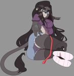  anthro butt clothed clothing feline female hair heterochromia lion long_hair looking_at_viewer lying mammal on_side polywomple solo 