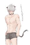  1boy animal_ears hatake_kakashi male_focus muscle naruto_shippuuden silver_hair solo tagme tail topless underwear 