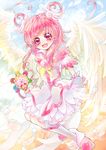  :d aki_(na_uup) angel_wings boots brooch cure_dream cure_fleuret earrings energy_sword feathers flower full_body hair_rings highres holding holding_sword holding_weapon jewelry knee_boots lightsaber long_hair looking_at_viewer magical_girl open_mouth pink_eyes pink_flower pink_hair pink_rose precure rose shining_dream skirt smile solo sword weapon white_footwear white_skirt white_wings wings yes!_precure_5 yumehara_nozomi 