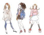  ankle_ribbon ankle_socks backpack bag bangs black_footwear black_hair black_shorts blouse blue_eyes blue_jacket blue_pants blush breast_pocket brown_eyes brown_hair cellphone cellphone_charm cellphone_strap character_doll closed_mouth clothes_writing denim ditto fashion flat_chest flats frills full_body gen_1_pokemon hair_ornament hairband hairclip hairpin hand_in_pocket handbag high_ponytail holding holding_bag holding_strap jacket jeans kneehighs knees_together_feet_apart kotneciii kotone_(pokemon) lapras legs_apart loafers long_hair long_sleeves looking_at_viewer low_twintails meowth miniskirt multiple_girls open_clothes open_jacket pants phone plantar_flexion pocket pokemon pokemon_(creature) pokemon_(game) pokemon_bw pokemon_hgss pokemon_xy ponytail ribbon see-through serena_(pokemon) shoes shorts shoulder_bag sidelocks simple_background skirt sleeves_folded_up sleeves_past_elbows smile sneakers socks standing swept_bangs touko_(pokemon) twintails white_background white_legwear white_skirt x_hair_ornament 