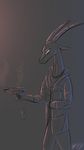  2017 antelope anthro clothed clothing disney fan_character gun hand_in_pocket handgun holding_object holding_weapon horn mammal oliver_hornski pistol ranged_weapon solo weapon yitexity zootopia 