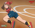  1girl ass back bandanna breasts brown_hair cameltoe edit erect_nipples evillover female haruka_(pokemon) high_resolution human nintendo nipples on_floor one_eye_closed partially_visible_anus partially_visible_vulva pokemon pokemon_(game) pussy shiny shiny_clothes shiny_skin shoes sideboob skin_tight slappyfrog sneakers solo solo_focus spandex spats spread_legs tight_clothes tongue tongue_out wink 