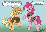  2017 applejack_(mlp) blue_eyes cowboy_hat dialogue english_text equine female freckles friendship_is_magic green_eyes hat horse mammal my_little_pony omny87 pinkie_pie_(mlp) pony sack text xxx 