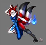  canine clothed clothing female fire fur kung_fu magic mammal multi_tail neonyx red_fur wolf 