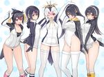  :d ;d black_hair blonde_hair blush boots breasts brown_eyes cleavage commentary covered_navel emperor_penguin_(kemono_friends) gentoo_penguin_(kemono_friends) hair_between_eyes hair_over_one_eye headphones highleg highleg_leotard hood hoodie humboldt_penguin_(kemono_friends) jacket kemono_friends large_breasts legs leotard long_hair long_sleeves looking_at_viewer miniskirt multicolored_hair multiple_girls one_eye_closed open_mouth penguin_tail penguins_performance_project_(kemono_friends) pink_hair pleated_skirt red_eyes red_hair rockhopper_penguin_(kemono_friends) royal_penguin_(kemono_friends) short_hair skirt smile tail thighhighs tokki twintails white_hair white_legwear white_leotard white_skirt wind wind_lift zettai_ryouiki 