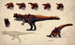  4_fingers ambiguous_gender armor carnotaurus claws dinosaur glowing grabbing horn invalid_tag running scales size_difference study teeth the_isle theropod 