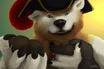  anthro bear blush canine cap.grolarbear drooling duo finger_in_mouth fur looking_at_viewer male mammal open_mouth pirate pirate_hat saliva simple_background 