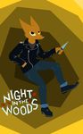  canine english_text fox gregg_(nitw) knife madkrayzypony mammal night_in_the_woods solo text 