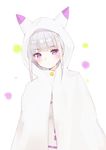  :&lt; bad_id bad_pixiv_id bangs blunt_bangs blush cloak closed_mouth commentary_request emilia_(re:zero) eyebrows_visible_through_hair highres hood hood_up hooded_cloak looking_at_viewer purple_eyes re:zero_kara_hajimeru_isekai_seikatsu sidelocks silver_hair solo tr_(hareru) upper_body 