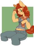  anthro breasts clothed clothing equine female hair horse looking_at_viewer mammal navel polywomple pony solo zipper 
