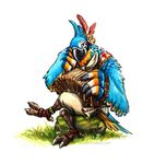  accordion anthro avian beak bird breath_of_the_wild clothed clothing feathers kass_(zelda) kenket looking_at_viewer male muscular musical_instrument nintendo sitting smile solo the_legend_of_zelda video_games 