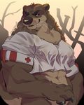  abs anthro biceps canine digital_media_(artwork) e-w01f fur hi_res male mammal muscular muscular_male mustelid otter pecs solo 