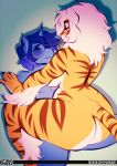  anthro big_butt blush breasts butt buxbi_(character) duo equine feline female horn male male/female mammal nude pantherine sex simple_background slightly_chubby smile thick_thighs tiger tsudamaku unicorn 