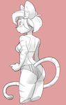  anthro blush bra breasts butt clothing female hair mammal mouse polywomple red_theme rodent side_boob stripes underwear 