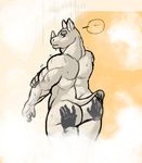  ... 2015 anthro bathing butt disembodied_hand duo dusty-pixels hand_on_butt looking_at_viewer looking_back male mammal musclegut muscular muscular_male nude portrait rear_view rhinoceros shower simple_background solo_focus standing steam three-quarter_portrait unamused water wet 