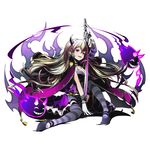 absurdly_long_hair between_legs black_legwear blonde_hair breasts cape choker cleavage divine_gate dress fang floating_hair full_body gloves hair_between_eyes hair_ribbon hand_between_legs horn layered_dress long_hair looking_at_viewer medium_breasts muramasa_(divine_gate) official_art open_mouth purple_ribbon red_eyes ribbon sitting sleeveless sleeveless_dress solo striped striped_legwear thighhighs transparent_background ucmm very_long_hair white_gloves wrist_cuffs 