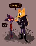 canine cat english_text feline fox gregg_(nitw) lollipop-zombi mae_(nitw) mammal night_in_the_woods text 