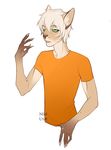  anthro clothed clothing feline hair male mammal nimushka open_mouth simple_background solo 